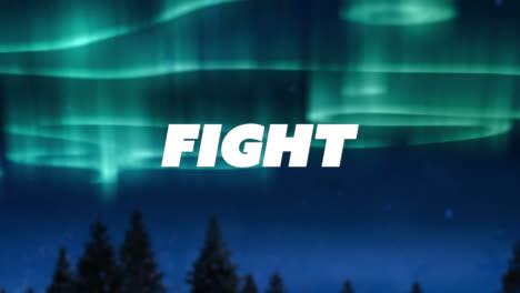 Animation-of-fight-text-over-cloudy-night-sky-and-northern-lights