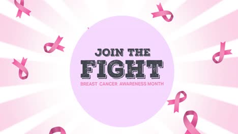 Animation-of-multiple-pink-ribbon-logo-over-breast-cancer-text-on-white-background