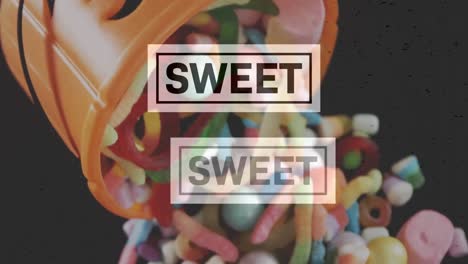 Animation-of-sweet-text-over-halloween-candy