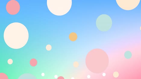 Animation-of-colorful-dots-flying-over-blue-and-pink-background