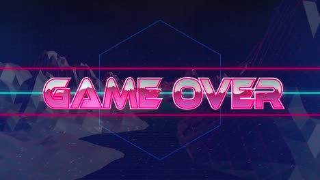 Animation-of-game-over-text-over-mountains