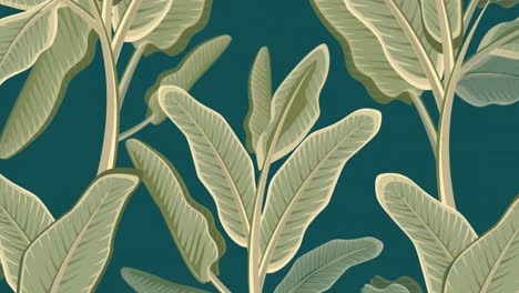 Animation-Tropischer-Pflanzenblätter-Auf-Grünem-Hintergrund