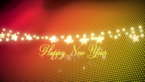 Animation-of-happy-new-year-text-over-yellow-background