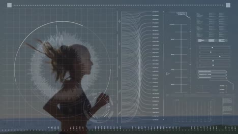 Animation-of-data-processing-over-fit-woman-running