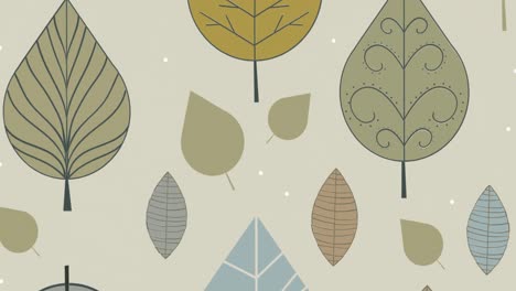 Animation-of-colorful-leaves-on-beige-background
