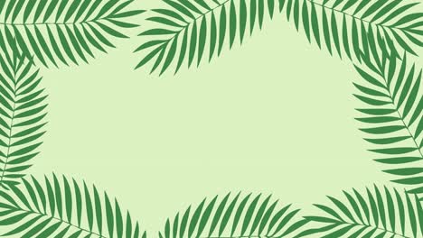 Animation-of-tropical-plant-leaves-on-green-background