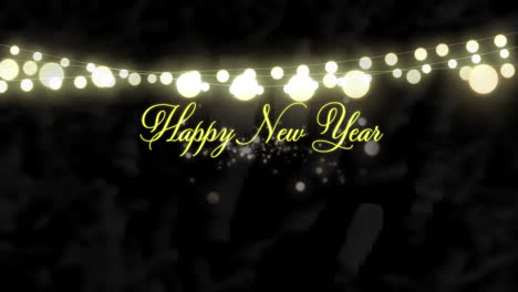 Animation-of-happy-new-year-text-and-christmas-fairy-lights-decoration-on-black-background