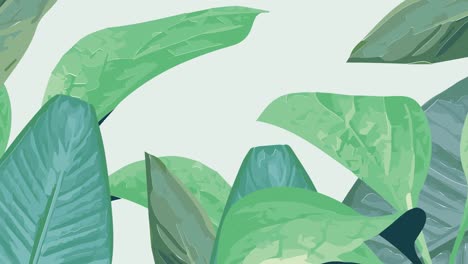 Animation-Tropischer-Pflanzenblätter-Auf-Grünem-Hintergrund