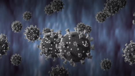 Animation-Von-Covid-19-Viruszellen-Auf-Schwarzem-Hintergrund