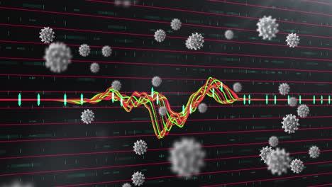 Animation-Der-Datenverarbeitung-über-Schwebenden-Coronavirus-Zellen