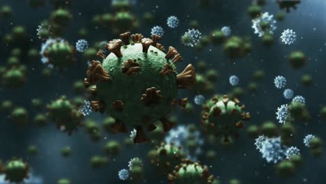 Animation-Von-Covid-19-Viruszellen-Auf-Schwarzem-Hintergrund