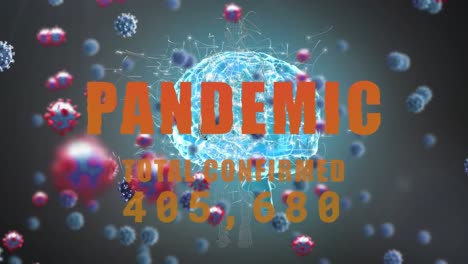 Animation-Von-Pandemietext-über-Digitales-Gehirn