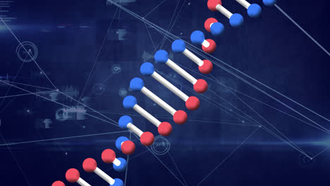 Animation-Des-DNA-Strangs-über-Ein-Netzwerk-Von-Verbindungen
