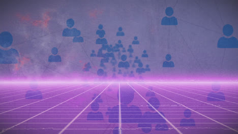 Animation-Des-Netzwerks-Von-Verbindungen-Auf-Violettem-Hintergrund