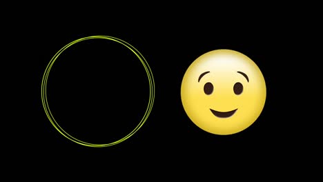Animation-Digitaler-Emoji-Symbole-Und-Kreise-Auf-Schwarzem-Hintergrund
