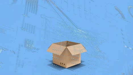 Animation-Des-Netzwerks-Von-Verbindungen-Und-Paketen-Auf-Blauem-Hintergrund
