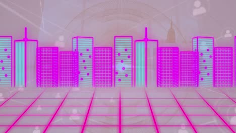 Animation-Der-Digitalen-Stadt-über-Ein-Netzwerk-Von-Verbindungen