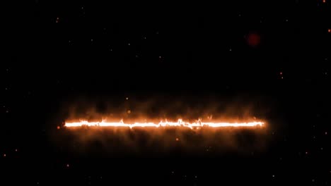 Animation-of-flaming-orange-and-red-particles-and-light-trails-moving-on-black-background