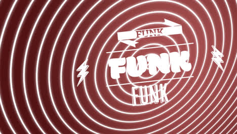 Animation-of-funk-text-over-white-circles
