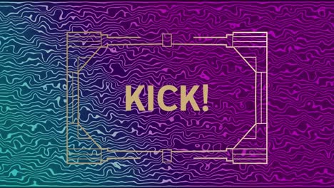 Animation-of-kick-text-on-purple-background