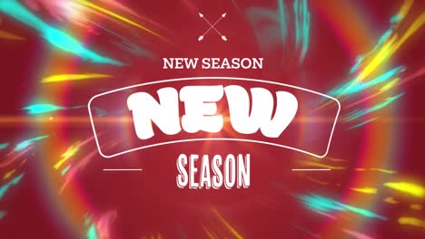 Animation-Des-Textes-Der-Neuen-Saison-Auf-Rotem-Hintergrund