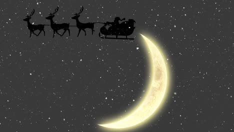 Animation-Des-Weihnachtsmanns-Im-Schlitten-Mit-Rentieren-über-Fallendem-Schnee-Und-Mond