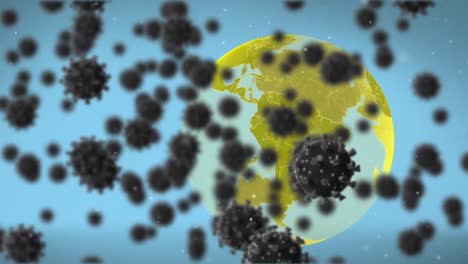 Animation-of-covid-19-cells-flying-over-globe