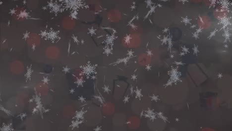 Animation-Von-Schnee,-Der-Auf-Dunklen-Hintergrund-Fällt