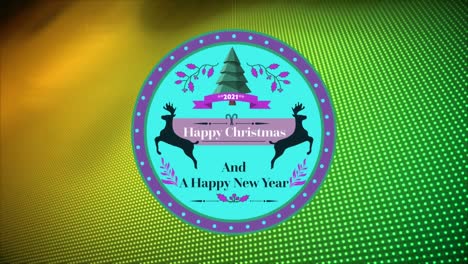 Animation-of-happy-christmas-and-a-happy-new-year-text-over-green-background