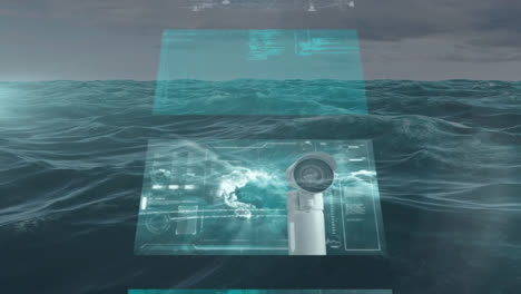 Animation-Digitaler-Bildschirme-über-Dem-Meer