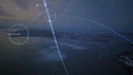 Animation-Von-Verbindungsnetzwerken-über-Der-Landschaft