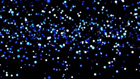 Animation-of-red-energy-particles-moving-over-blue-and-white-light-spots-rising-on-black-background