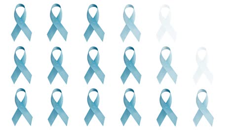 Animation-of-blue-ribbons-over-white-background