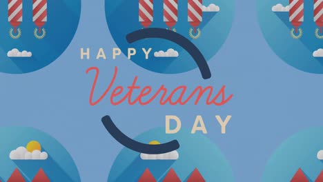 Animation-of-veterans-day-text-over-candles-and-trees