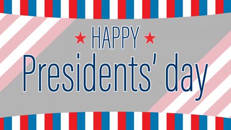 Animation-of-happy-presidents-day-text-over-striped-background