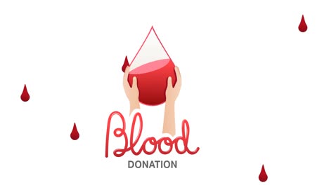 Animación-Del-Texto-De-Donación-De-Sangre-Y-Gotas-De-Sangre-Cayendo-Sobre-Fondo-Blanco