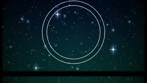 Animation-of-circular-scope-and-slipping-frame-over-glowing-stars-on-night-sky-background