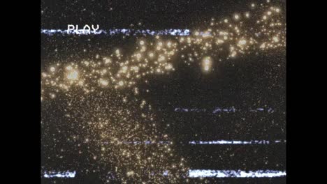 Animation-Des-Wiedergabeschnittstellenbildschirms-Mit-Störungen-über-Sich-Bewegenden-Sternen-Auf-Schwarzem-Hintergrund