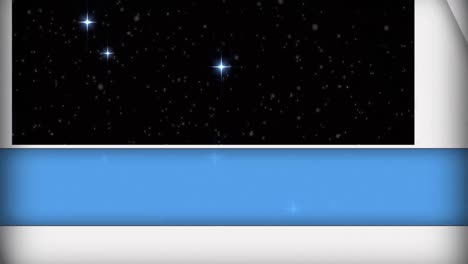 Animation-Von-Blauen-Und-Weißen-Feldern,-Die-Sich-über-Funkelnden-Weißen-Sternen-Auf-Schwarzem-Hintergrund-öffnen