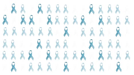 Animation-of-blue-ribbons-over-white-background