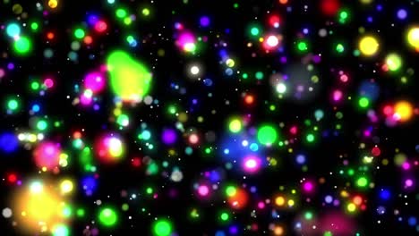 Animation-of-twinkling-multi-coloured-light-spots-moving-on-black-background