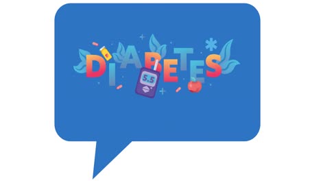 Animation-of-diabetes-text-and-icons-over-white-background