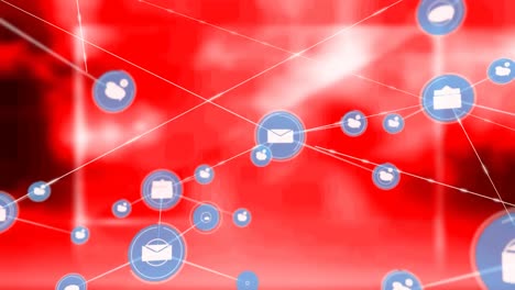 Animation-of-network-of-connections-on-red-background