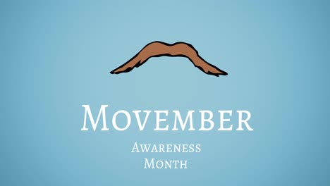Animación-Del-Texto-Del-Mes-De-Concientización-Sobre-Movember-Y-Bigote-Sobre-Fondo-Azul.