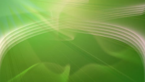 Animation-of-glowing-white-lines-with-flickering-beams-of-light,-on-green-background
