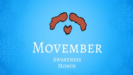 Animation-of-movember-awareness-month-text-and-moustache-over-blue-background