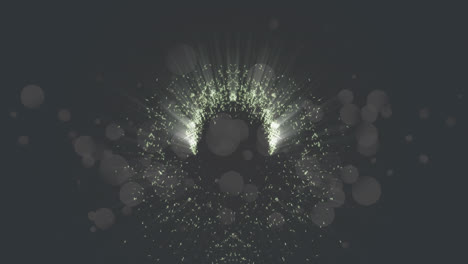 Animation-Leuchtender-Weißer-Partikel,-Die-Sich-In-Kreisförmiger-Bewegung-über-Lichtflecken-Auf-Schwarz-Bewegen