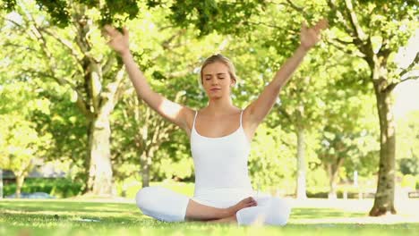 Content-blonde-doing-yoga-in-the-park
