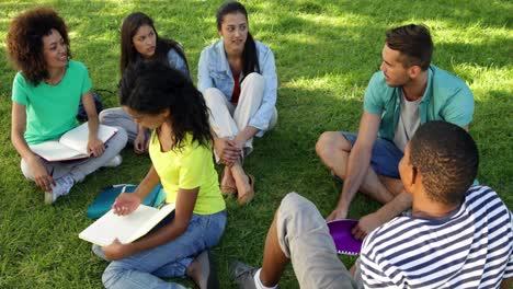 Estudiantes-Sonrientes-Conversando-Juntos-Afuera-En-El-Campus