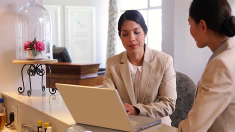Geschäftsfrauen-Nutzen-Gemeinsam-Laptop